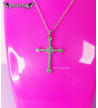 Rhinestones Cross Necklace - Freaky Pink