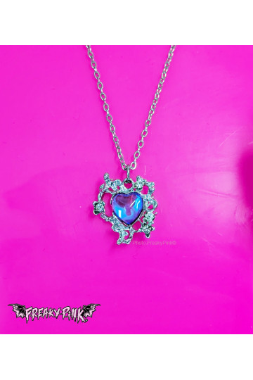 Collier Coeur Violet Irisé Diamants Freaky Pink