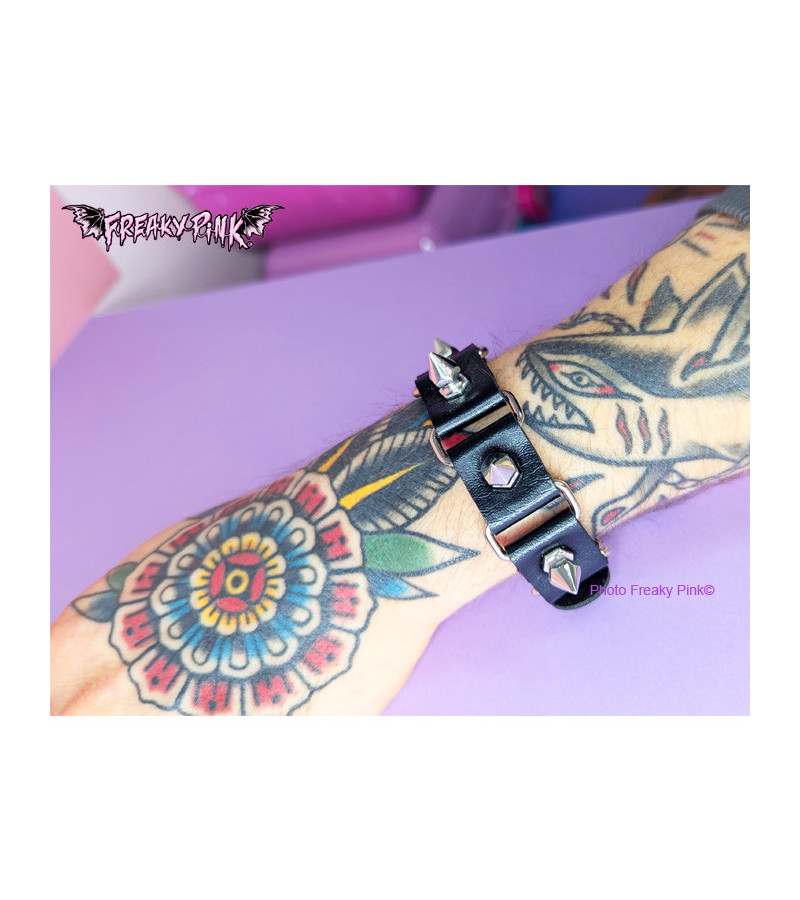 Bracelet Punk Anneaux Piques