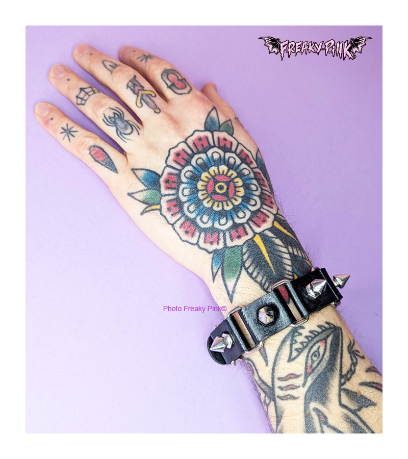 Bracelet Punk Anneaux Piques