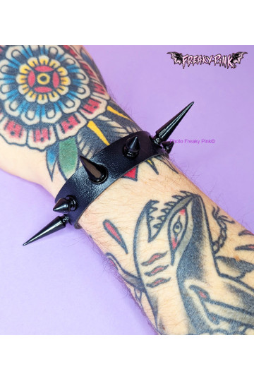 All Black Spikes Bracelet