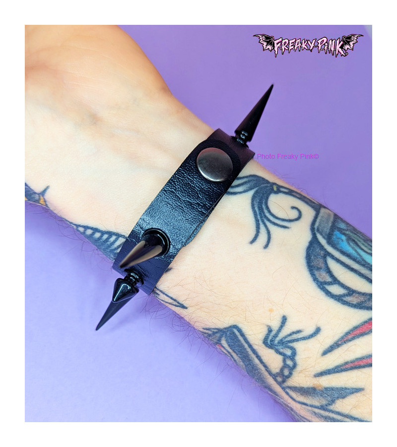 All Black Spikes Bracelet