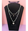 White  Pearls And Hearts Necklace