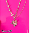 Pastel Pink Heart And Stars Necklace