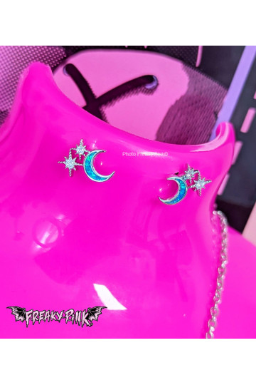 Shiny Blue Moons Earrings