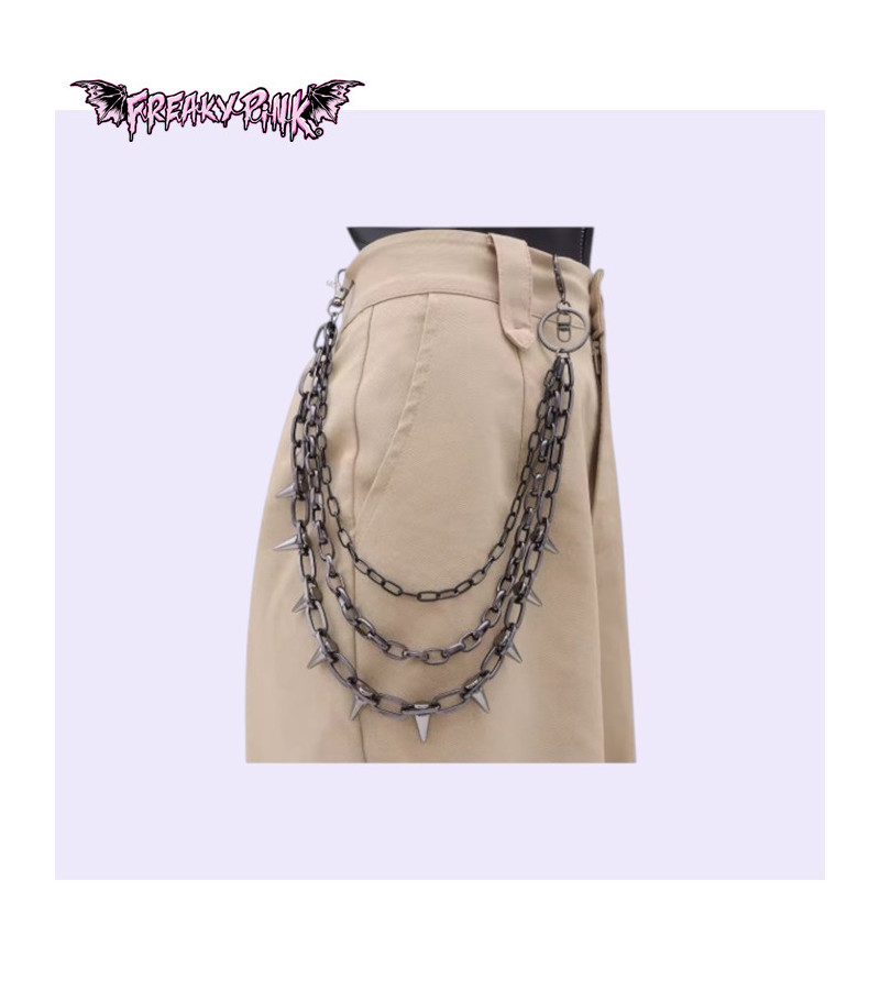 Black Chain With Spikes - Freaky Pink