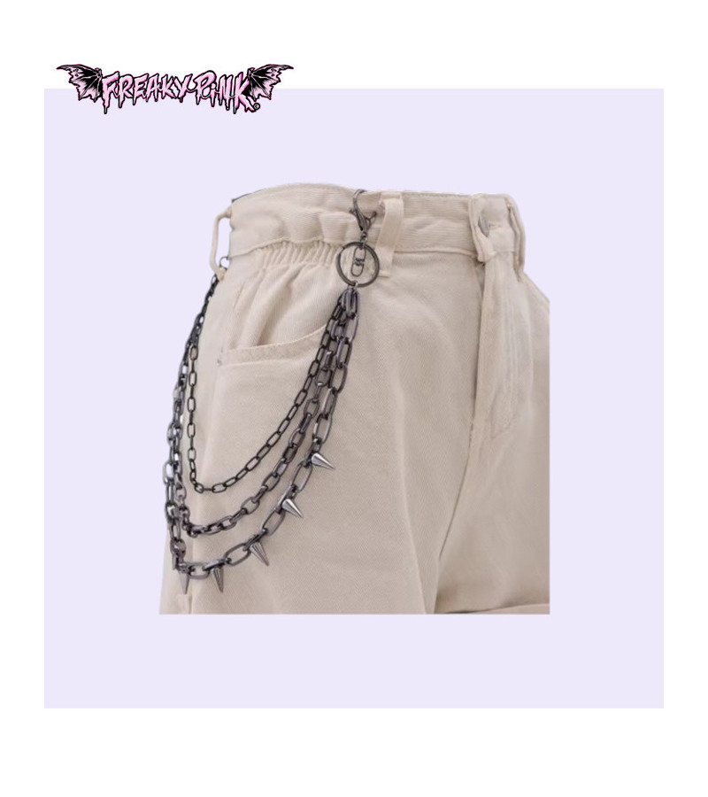 Black Chain With Spikes - Freaky Pink