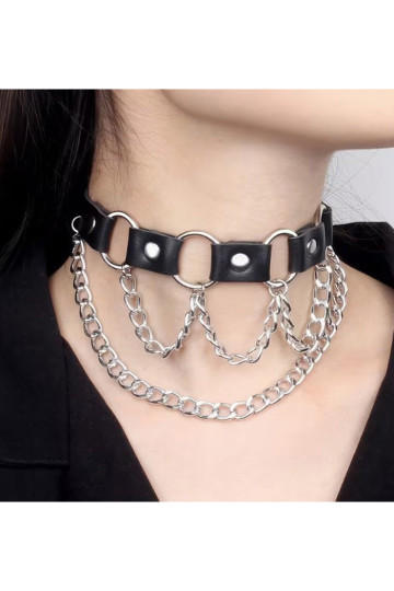 4 Rings Choker With Chains