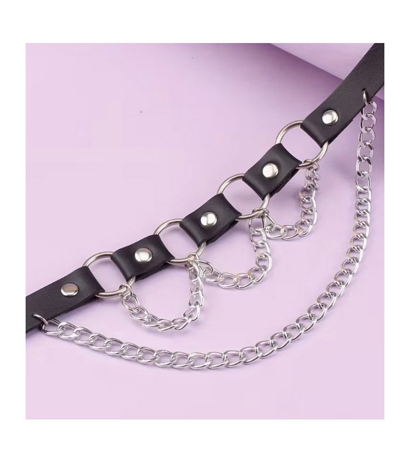 4 Rings Choker With Chains