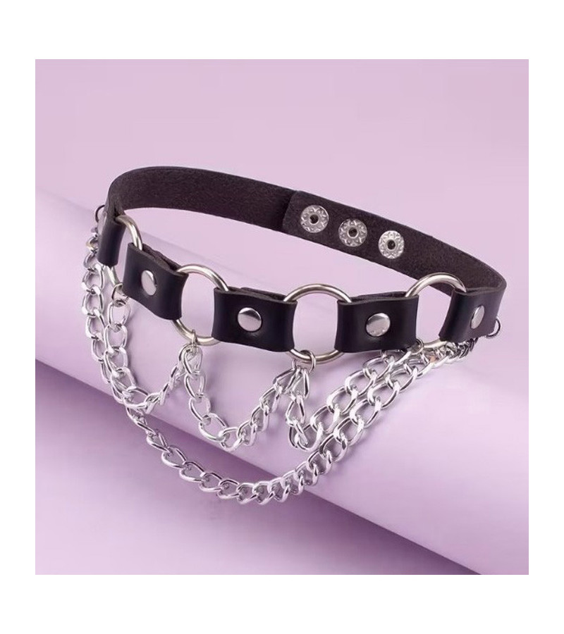 4 Rings Choker With Chains