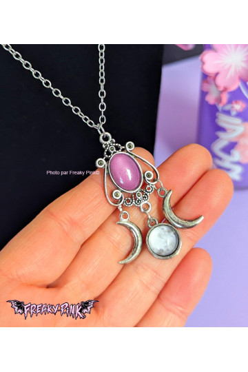 Triple Moon Purple Necklace