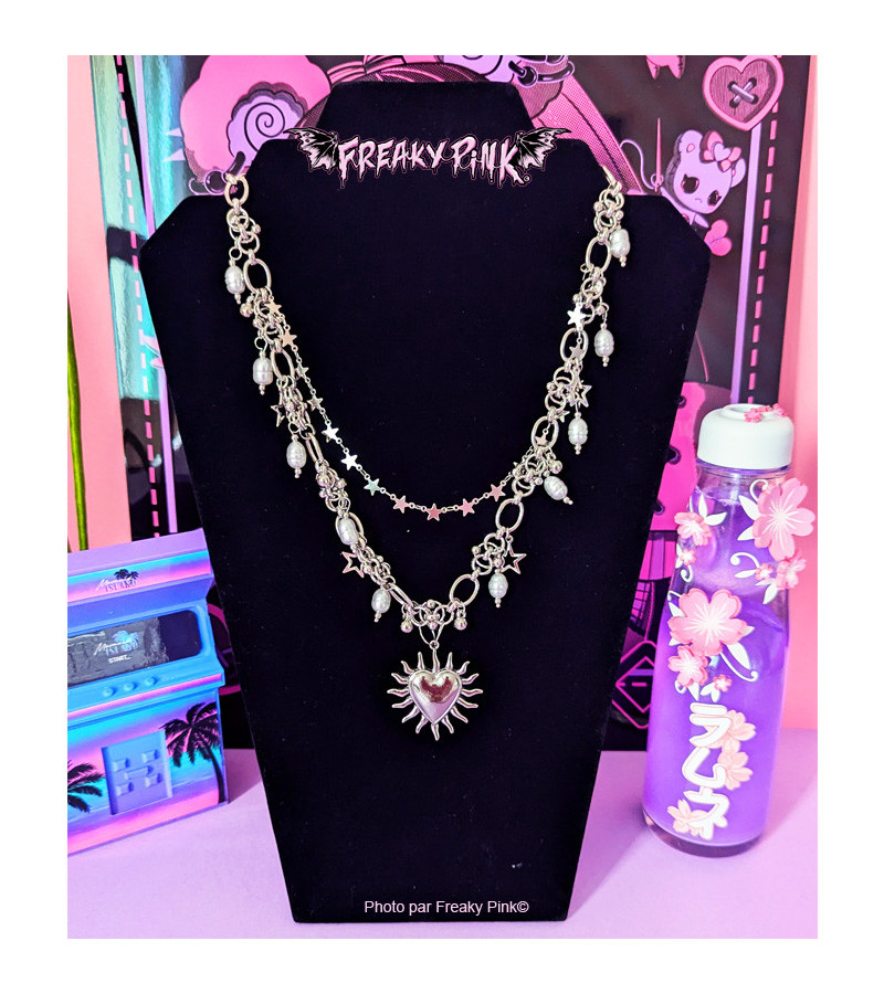 Big Heart And Stars Necklace