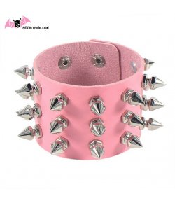 Large bracelet à piques rose pastel