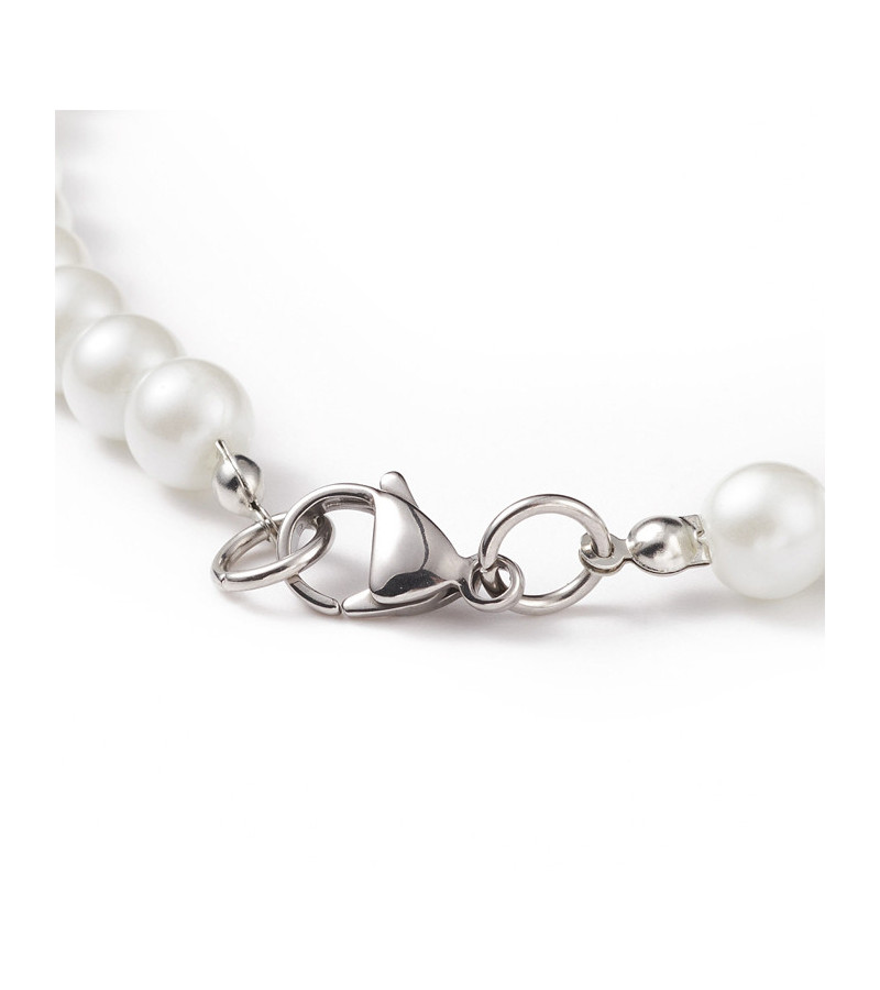 Collier Perles Blanches En Verre