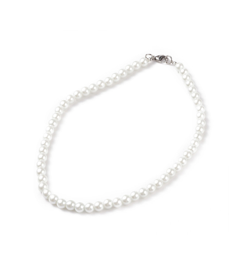 Collier Perles Blanches En Verre
