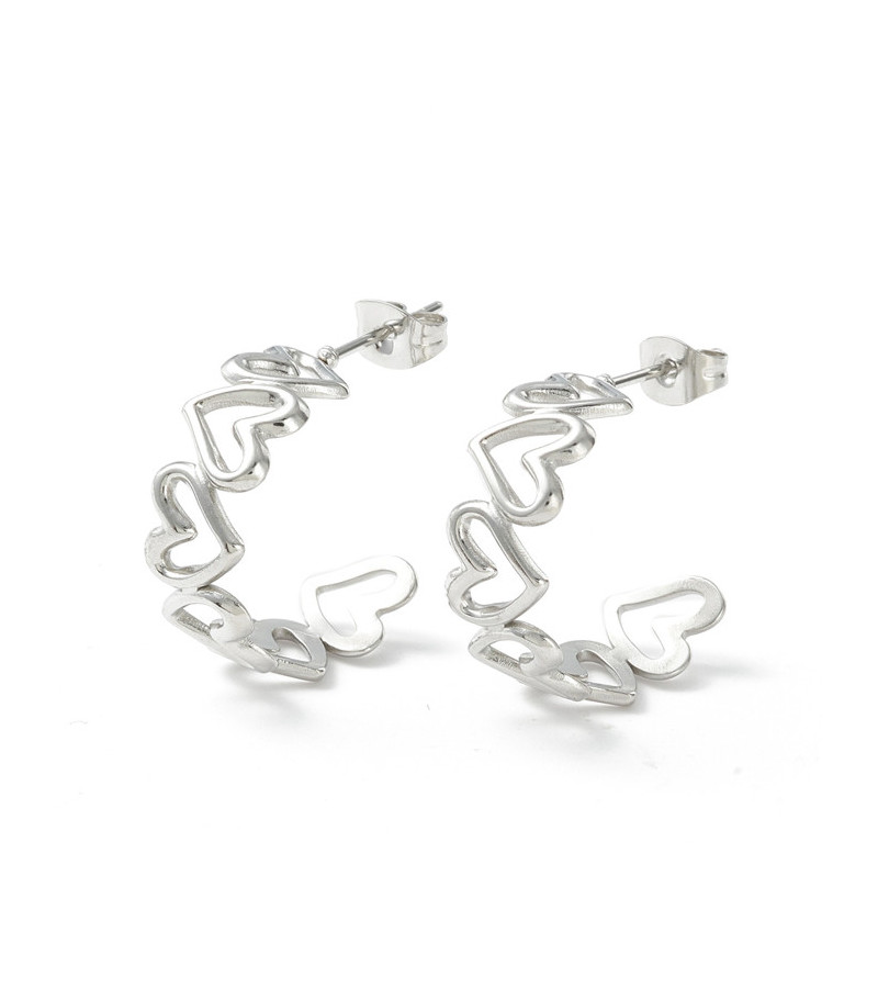 Boucles D'Oreilles Coeurs Acier Inoxydable