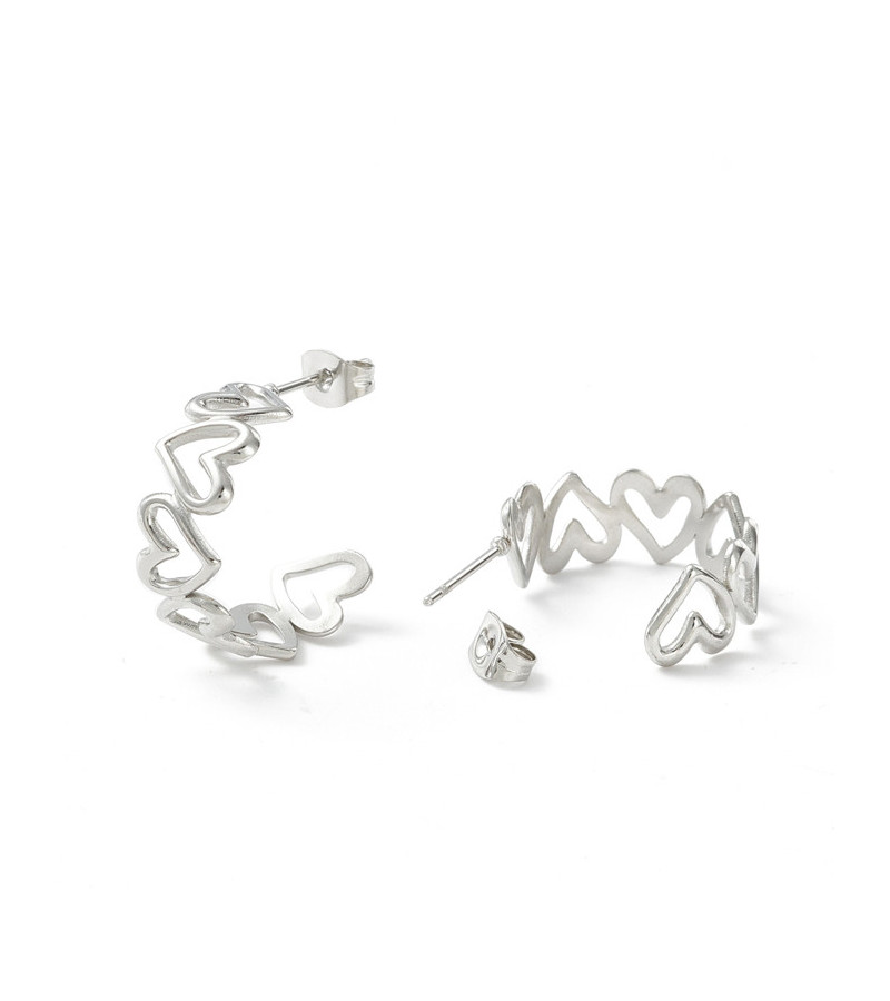 Boucles D'Oreilles Coeurs Acier Inoxydable