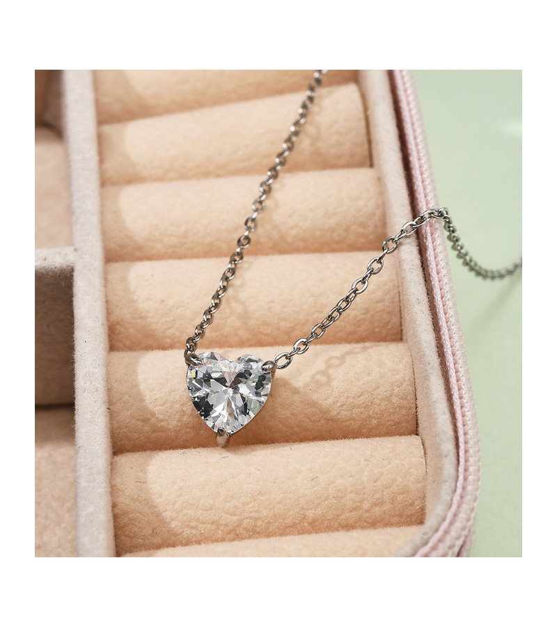 Cristal Heart Stainless Steel Necklace