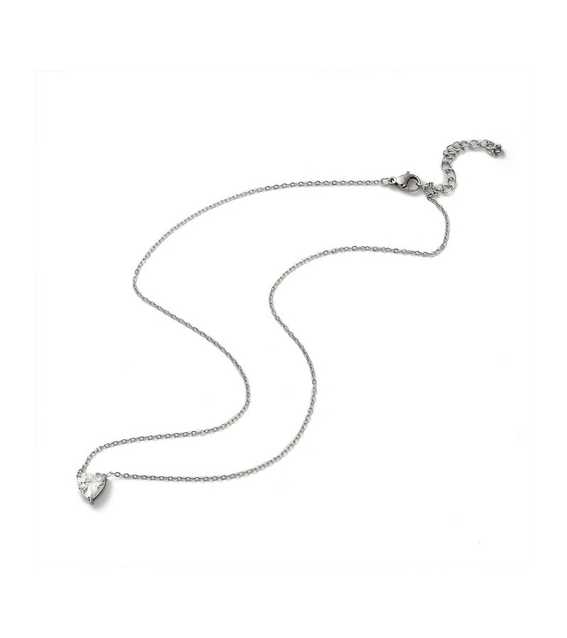 Collier Coeur Cristal Acier Inoxydable