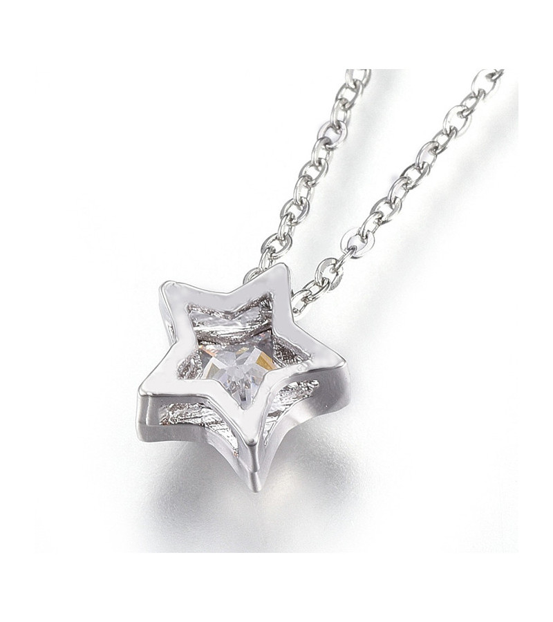 Collier Etoile Cristal Acier Inoxydable