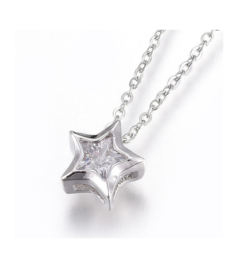 Collier Etoile Cristal Acier Inoxydable