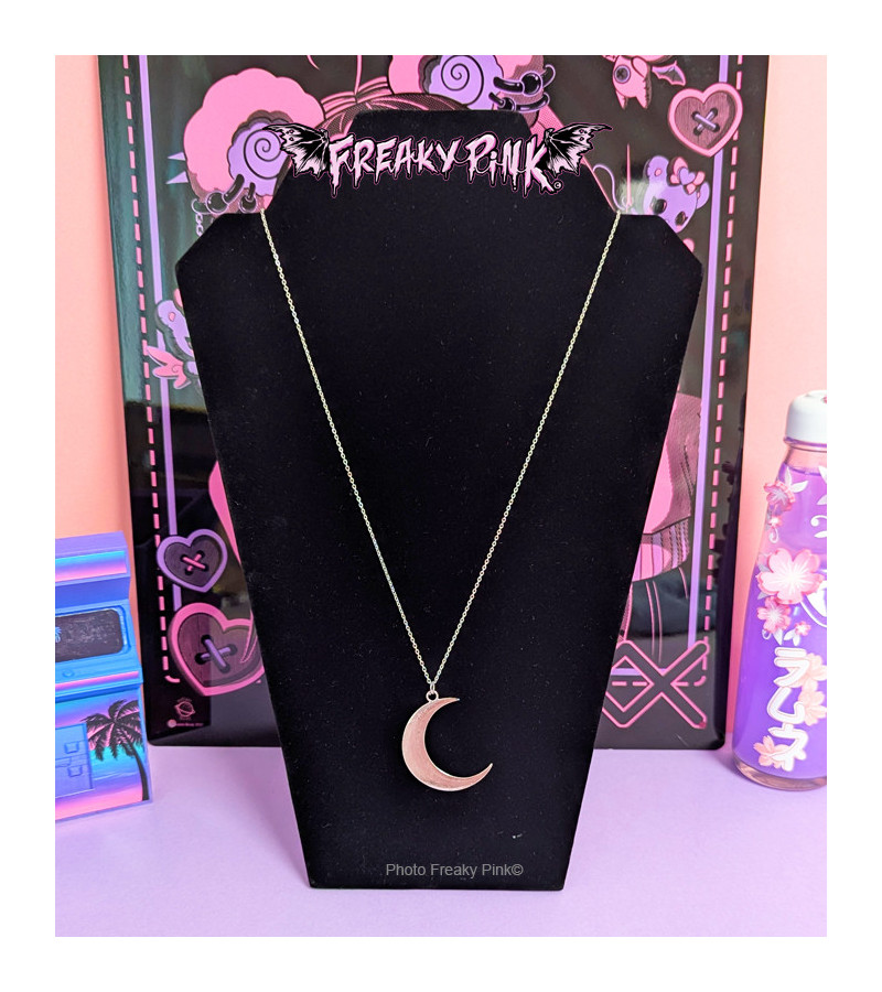 Crescent Moon Necklace Freaky Pink