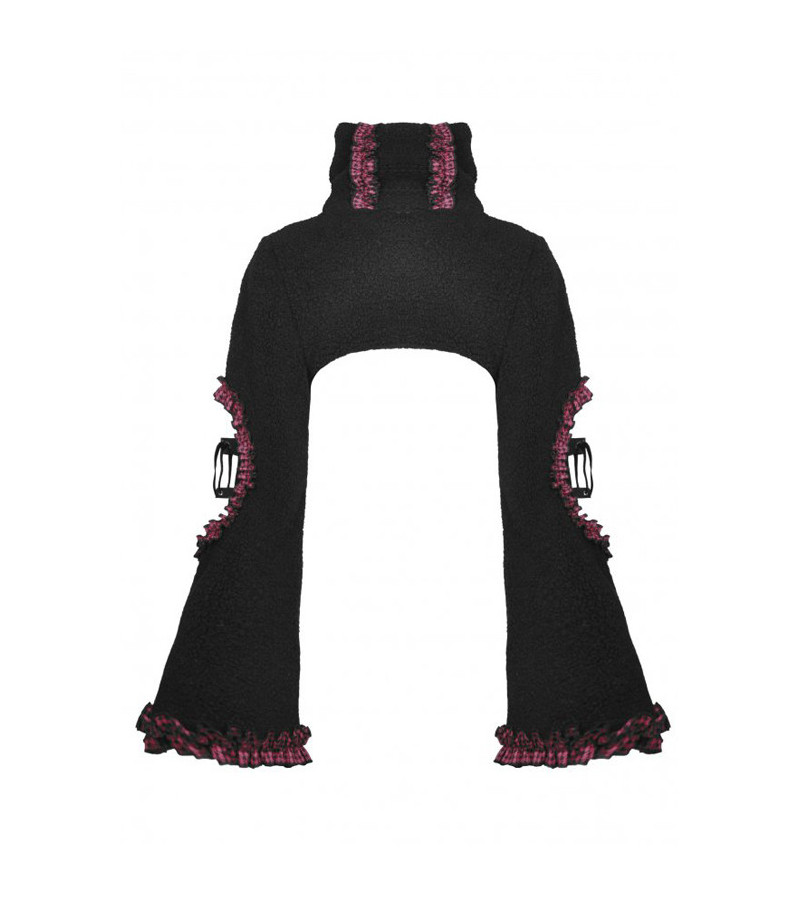Pink Tartan And Black Fluffy Bolero