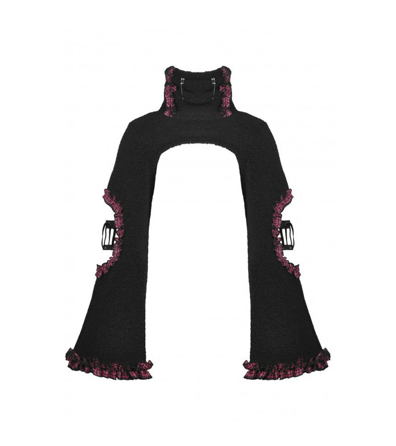 Pink Tartan And Black Fluffy Bolero