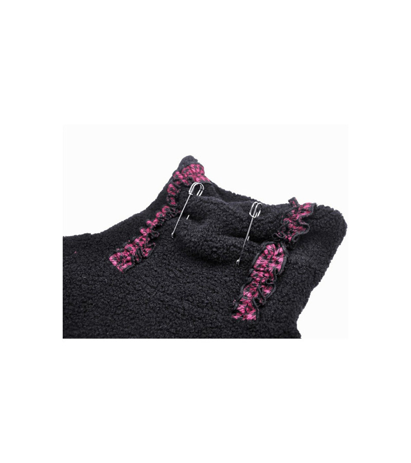 Pink Tartan And Black Fluffy Bolero