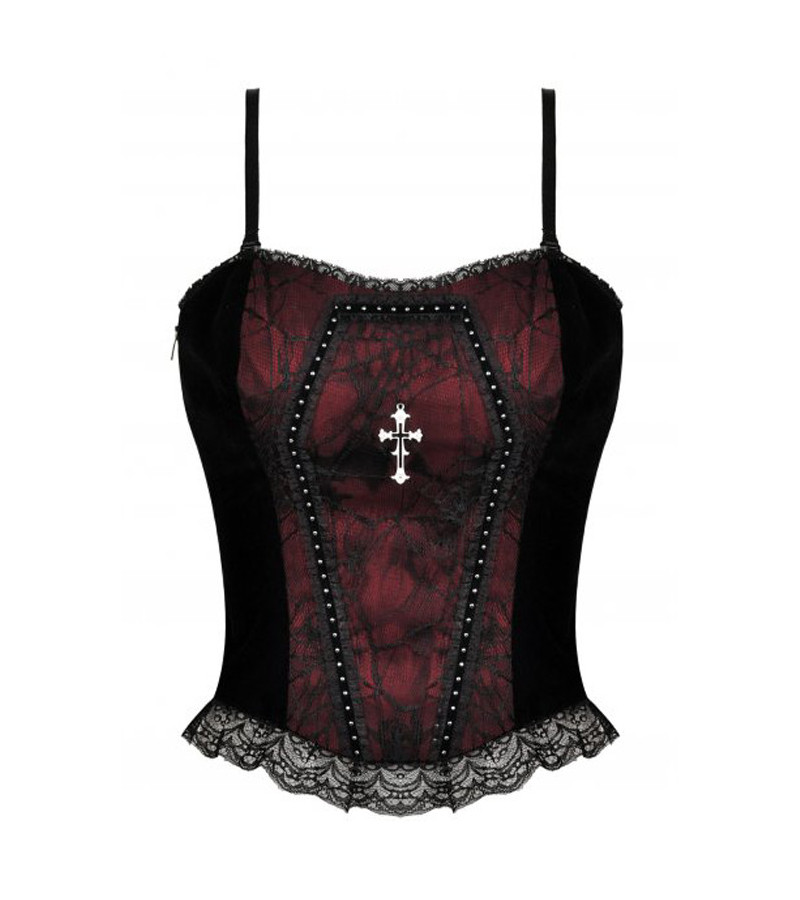 Dark Red And Black Gothic Funeral Corset