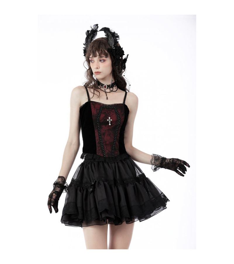 Dark Red And Black Gothic Funeral Corset
