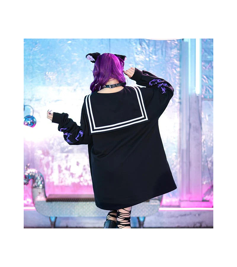 Sweat-Shirt Sailor Croix Flammes Violettes - Listen Flavor