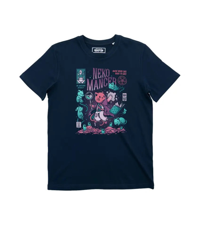 T-shirt Geek Nekomancer Chat Magicien