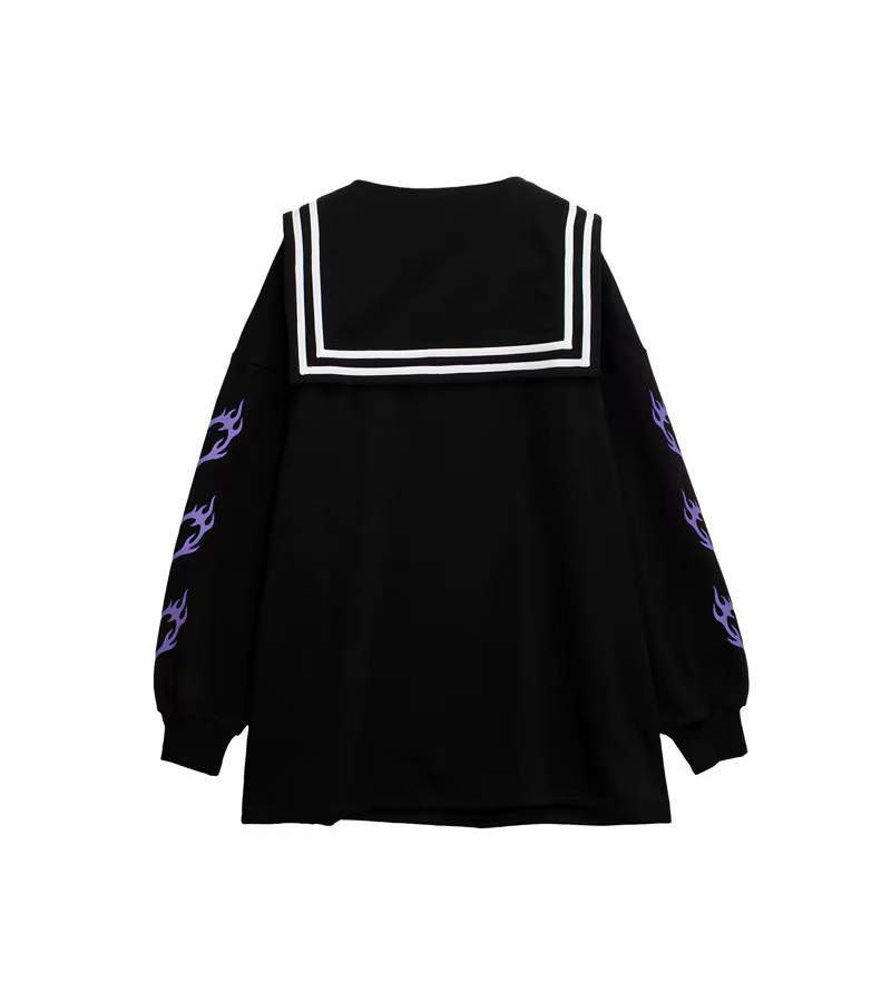 Sweat-Shirt Sailor Croix Flammes Violettes - Listen Flavor