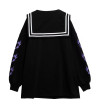 Sailor Collar Cross Purple Flames Sweat-Shirt - Listen Flavor