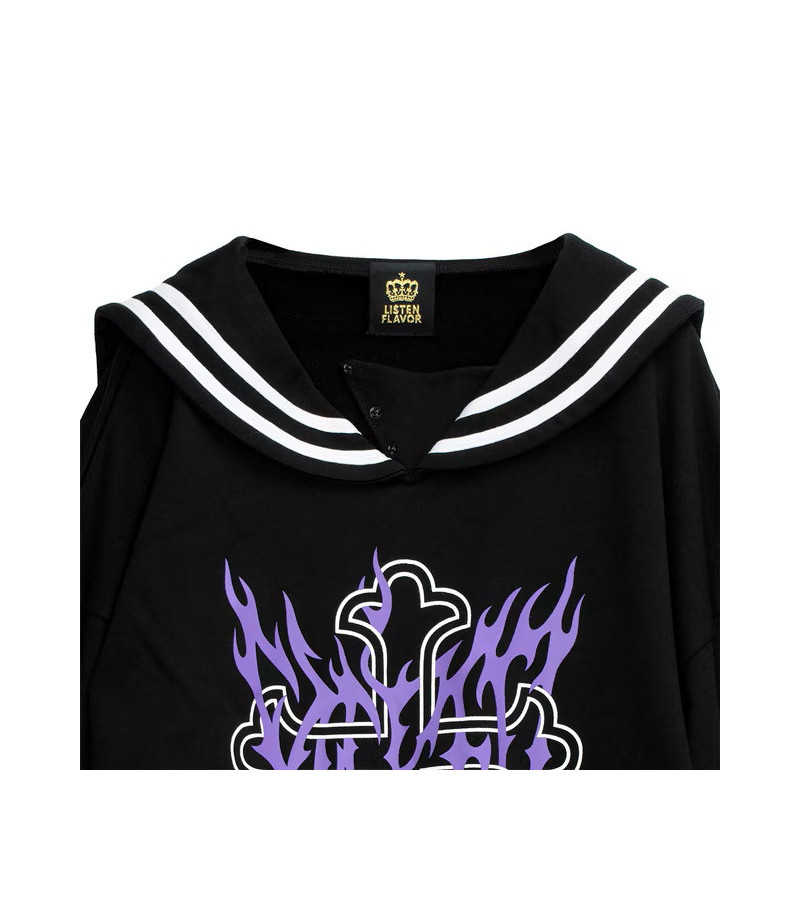 Sweat-Shirt Sailor Croix Flammes Violettes - Listen Flavor