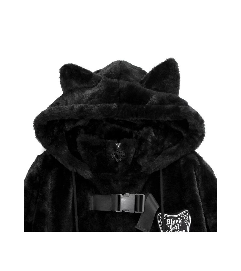 Manteau Fourrure Black Cat Alliance Monster Noir - Listen Flavor