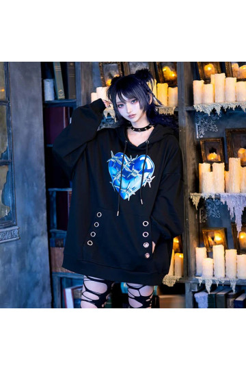 Metallic Blue Heart Sweat-Shirt - Listen Flavor