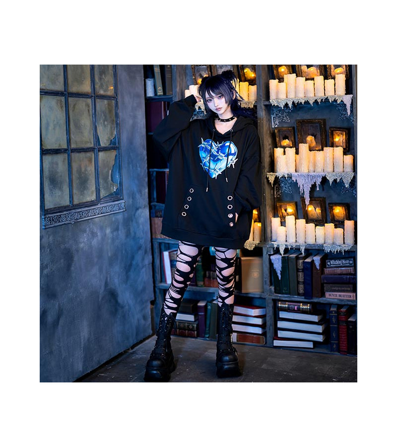 Metallic Blue Heart Sweat-Shirt - Listen Flavor