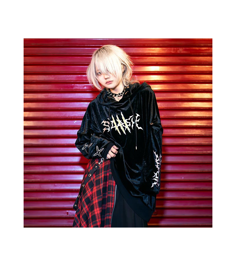 Sweat-shirt Velours Slash Noir - Listen Flavor