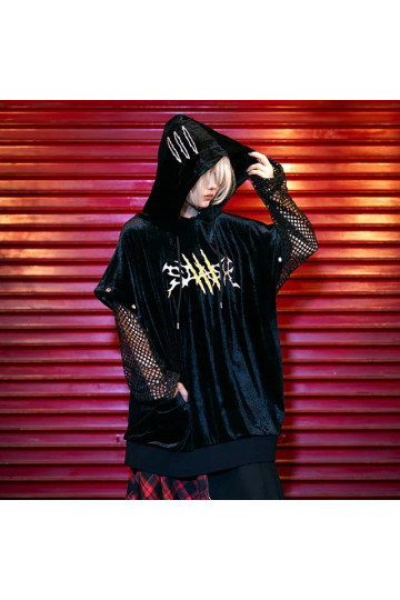 Sweat-shirt Velours Slash Noir - Listen Flavor