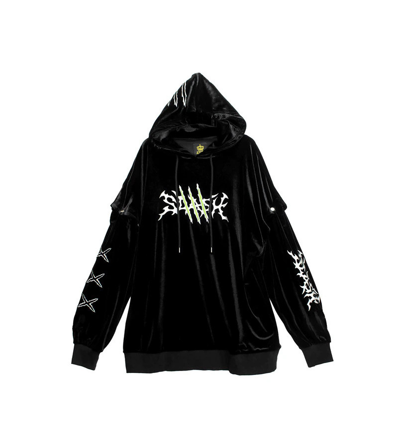 Black Velvet Slash Hoodie - Listen Flavor