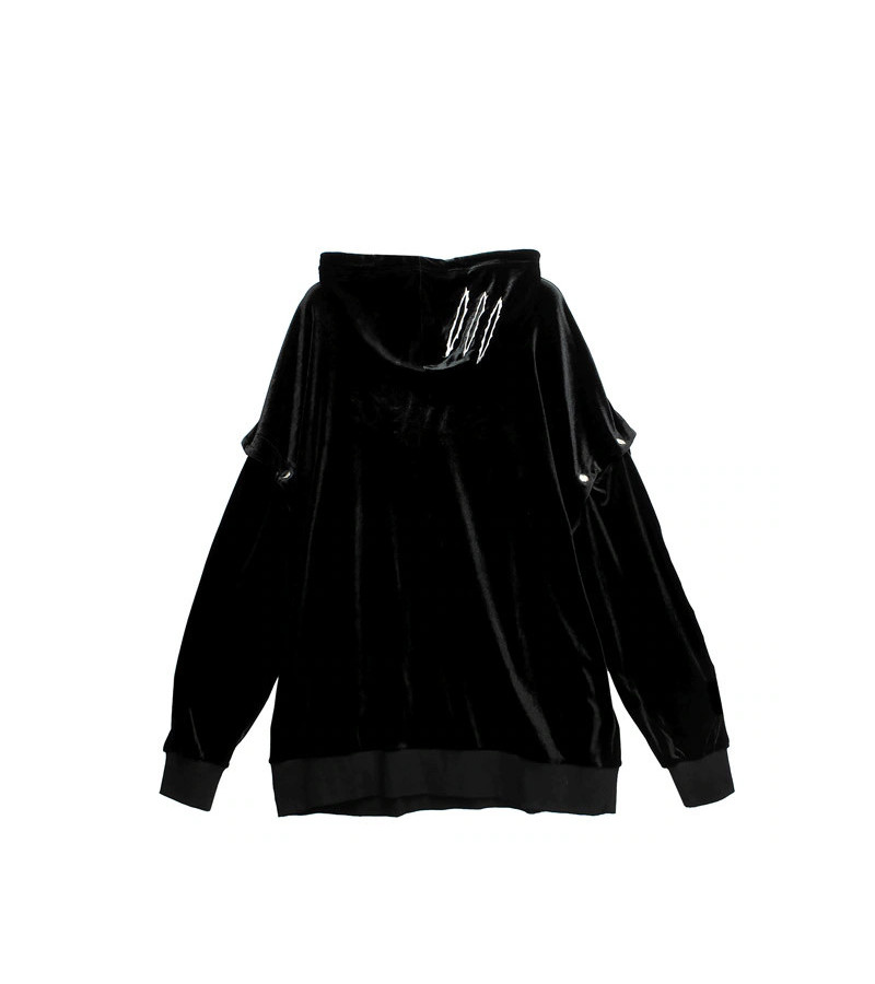 Black Velvet Slash Hoodie - Listen Flavor