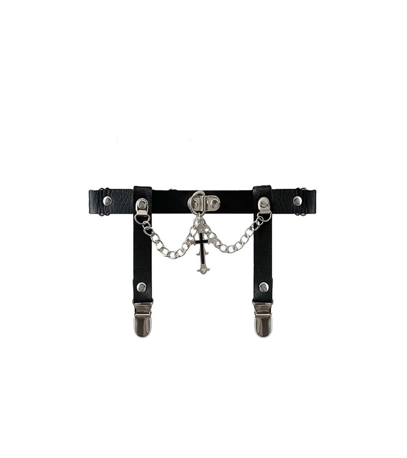 Jarretière Croix Noire Chaines