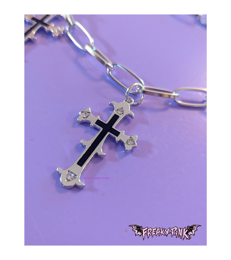 Black Gothic Cross Chain