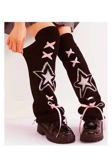 Leg Warmers Noirs Etoile Rose