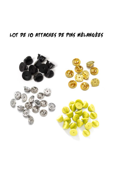 Lot De 10 Attaches De Pins Mélangées