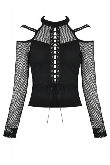 Top Punk Grand Laçage Avant Et Résilles