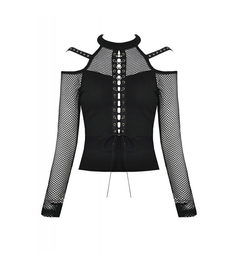 Punk Lace Up Top With Black Fishnet