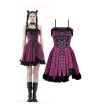 Gothic Lolita Pink and Black Plaid Dress